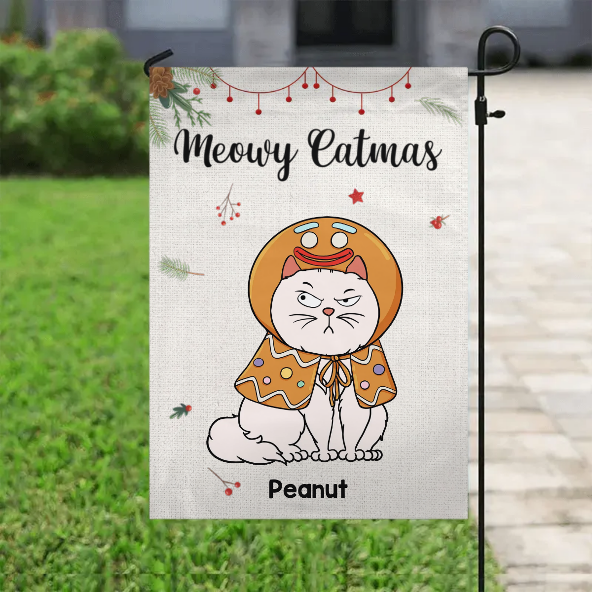 Meowy Catmas Cute Cats Personalized Garden Flag