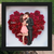 Elegant Couple Hugging Kissing Personalized Custom Heart Rose Shadow Box