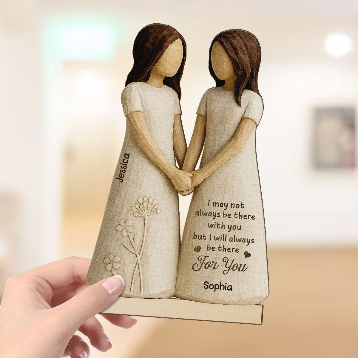 I'll Always Be There For You 3D Effect Personalized Standing Wooden Plaque, Birthday Gift Friendship Gift for Besties, Best Friends