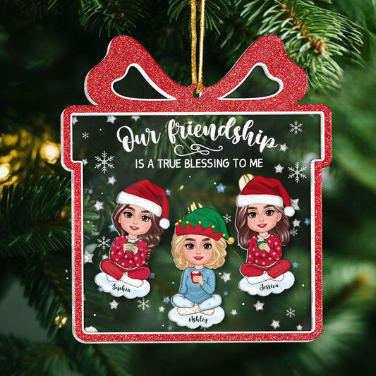 Our Friendship Is True Blessing Gift Shaped Personalized Ornament, Christmas, Christmas Gift For Friends