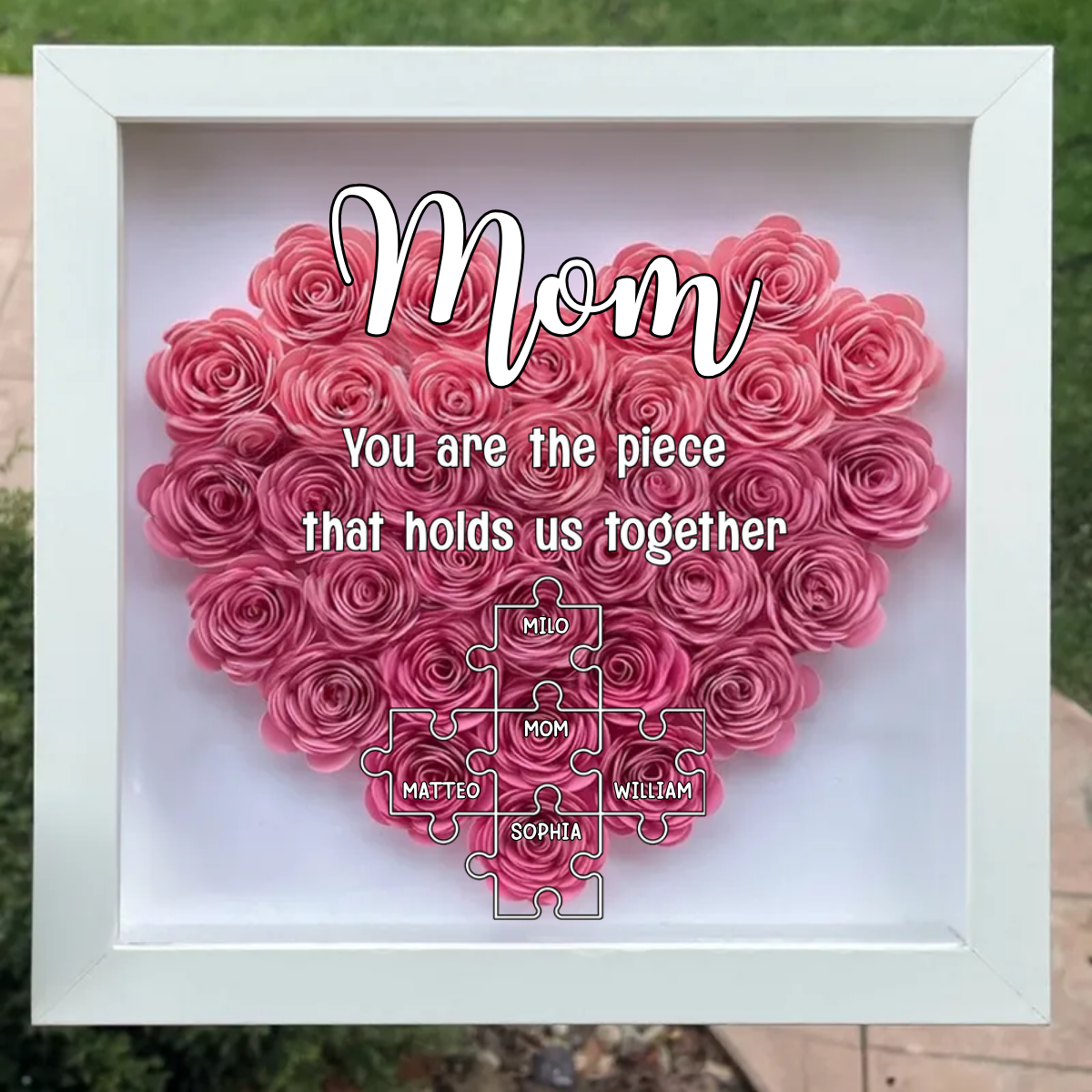 You Are The Piece That Holds Us Together - Gift For Mother -  Personalized Heart Shadow Box