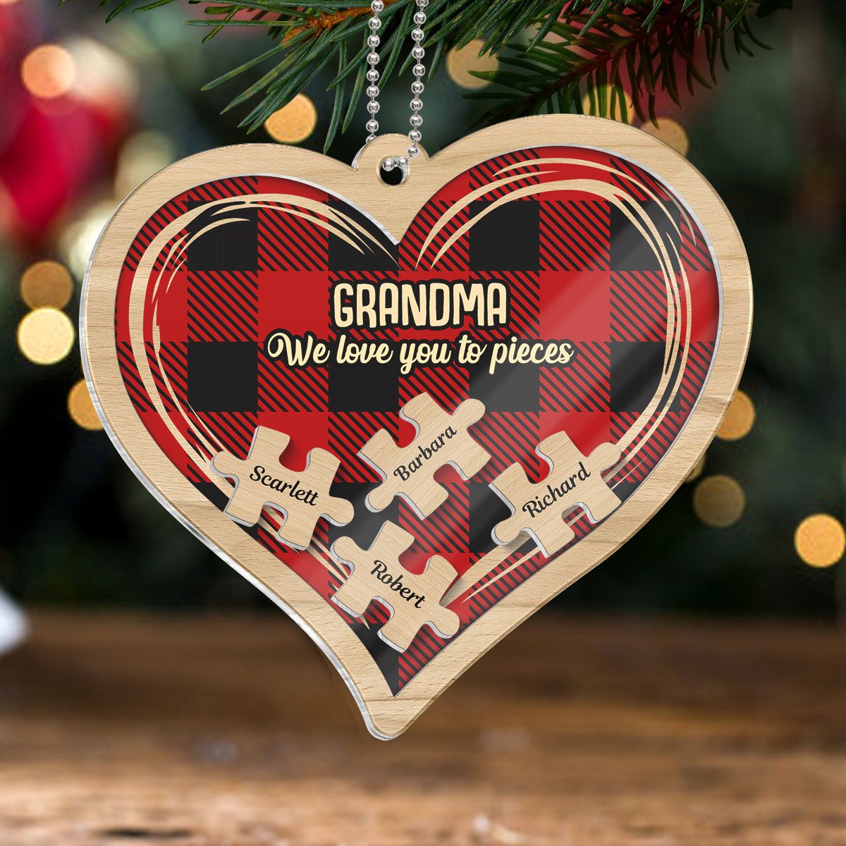 Grandma Grandpa We Love You To Pieces Personalized Acrylic Ornament, Christmas Gift For Grandparents