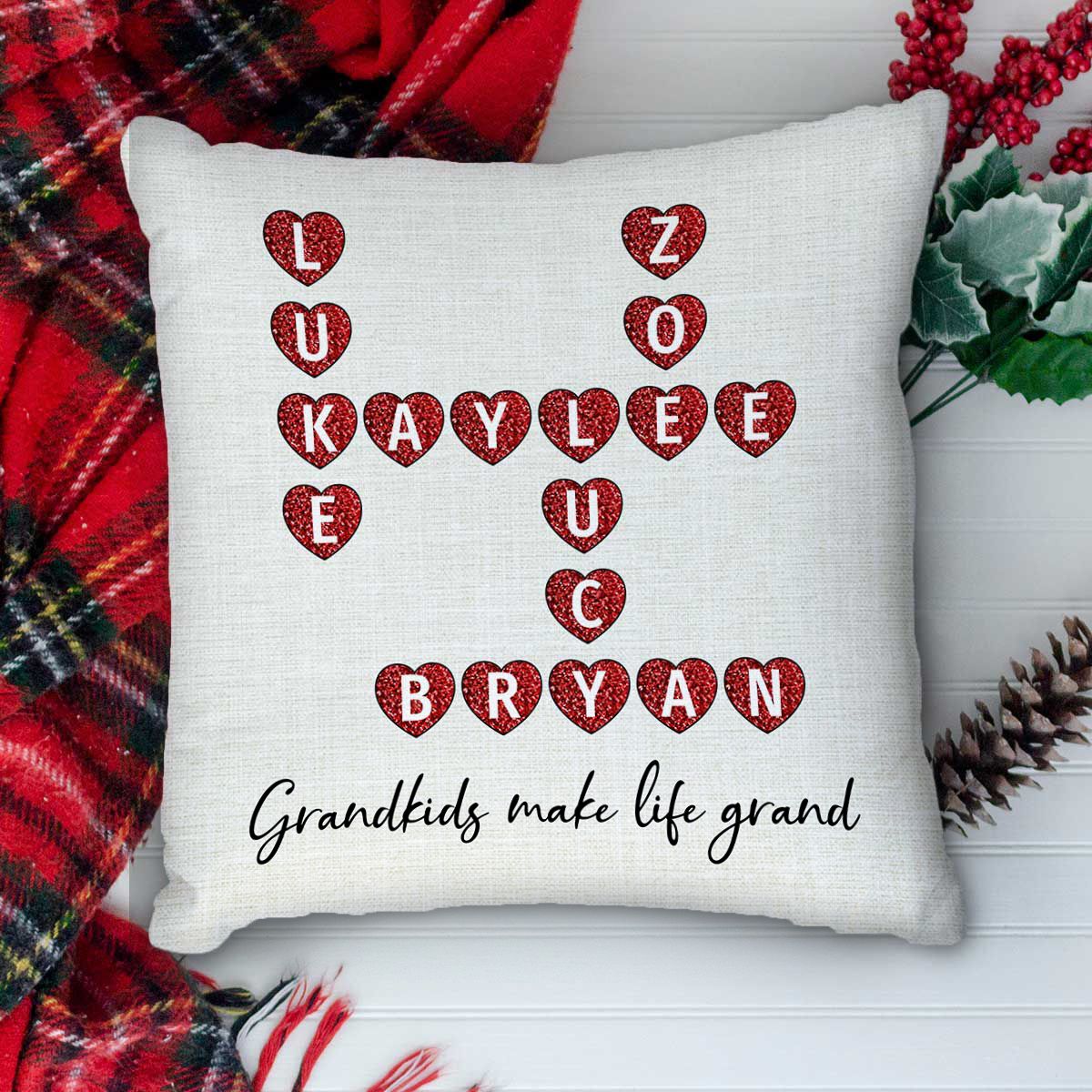 Our Family Unique Names Interwoven Crossword Puzzle Home Decor Personalized Pillow