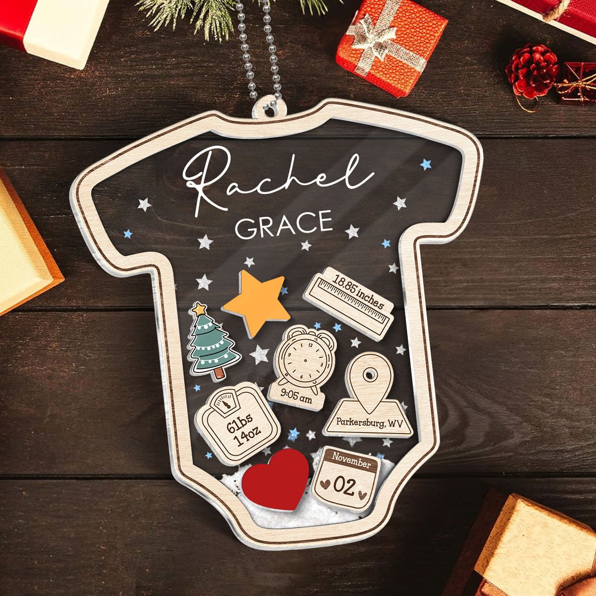 Baby's First Christmas Personalized Acrylic Ornament, Custom Newborn Gift