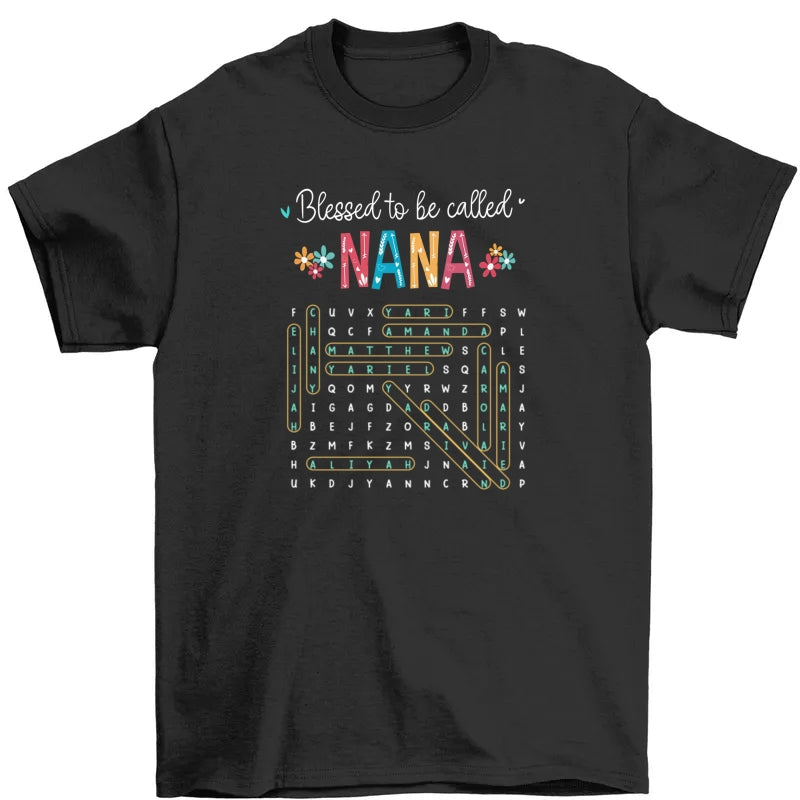 Blessed To Be Called Grandma Grandkids Name Word Search Puzzle - Personalized Shirt - Mother's Day Gift For Grandma Mom