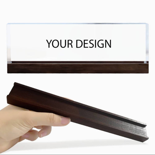 Wooden Base Upgrade-Elevate Your Display (Only suitable for 0.79" Acrylic Desk Name Plate)