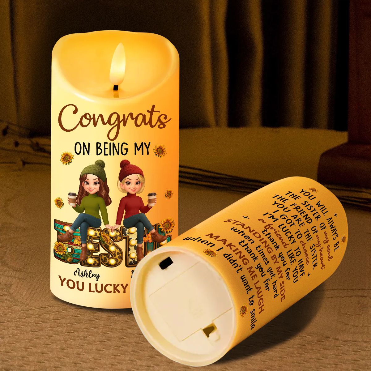 To My Bestie Western Fall Vibe Personalized LED Candle