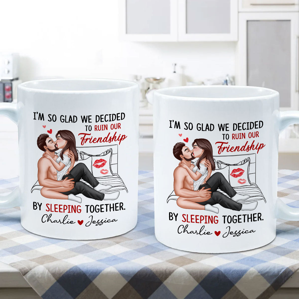 Funny Gift For Couple I‘m So Glad We Ruined Our Friendship Sexy Kissing Couple Personalized Mug