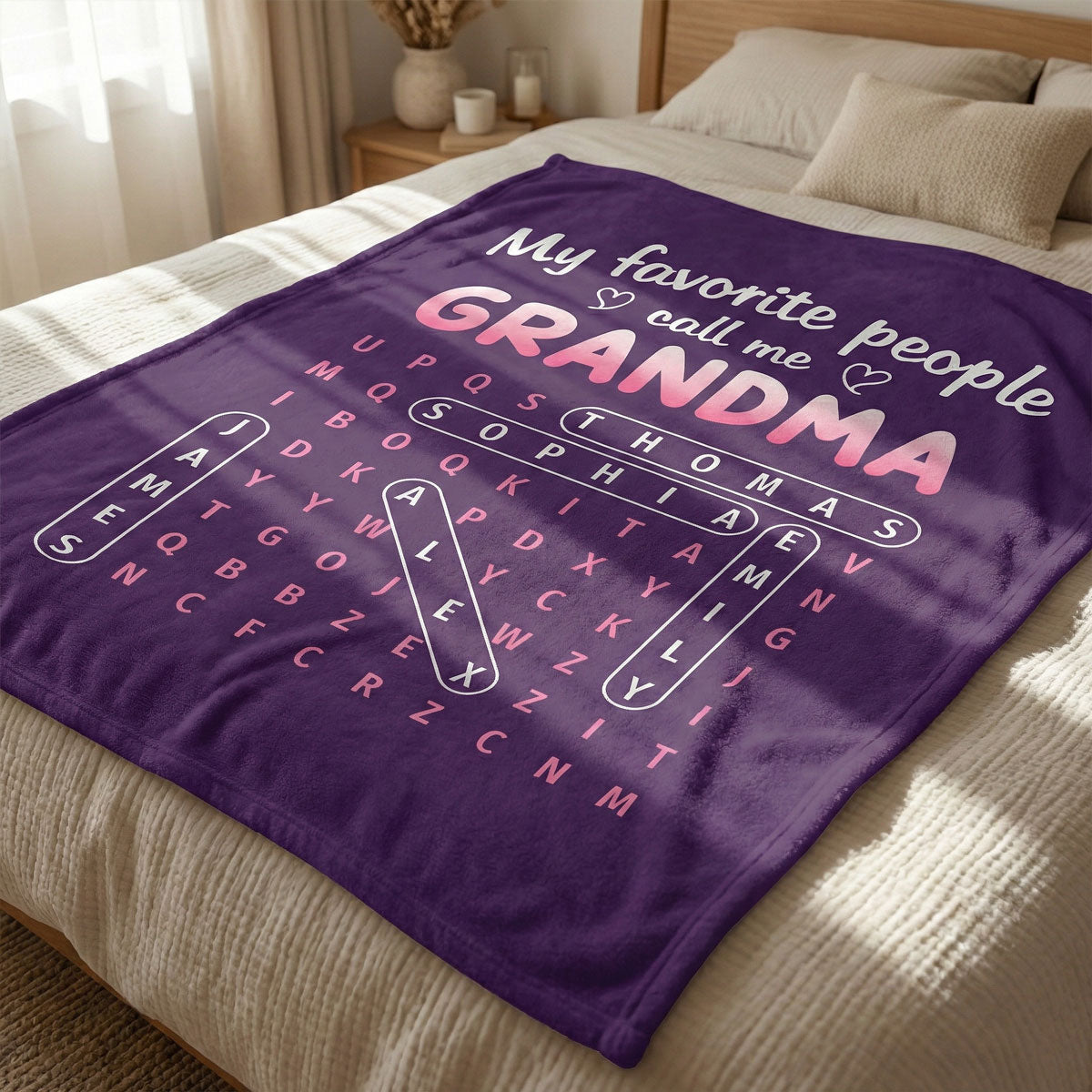 Favorite People Call Me Grandma Word Search Puzzle - Personalized Fleece Blanket - Mother's Day Gift For Grandma