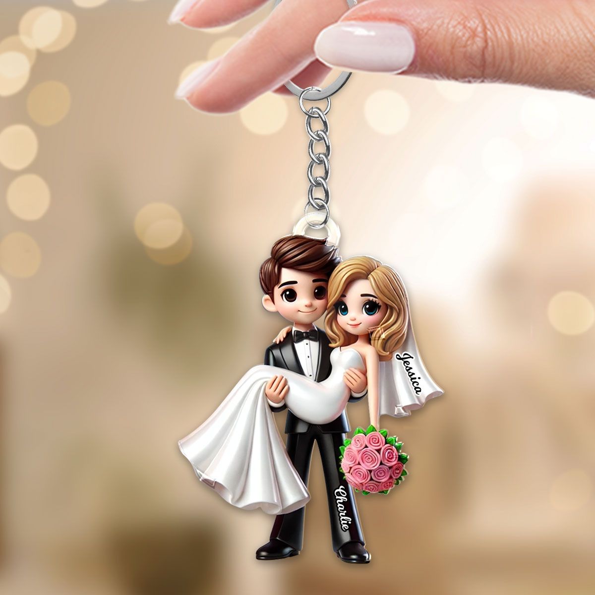 Personalized Mr Mrs Married Couple Personalized Acrylic Keychain, Gift for him, Gift for her