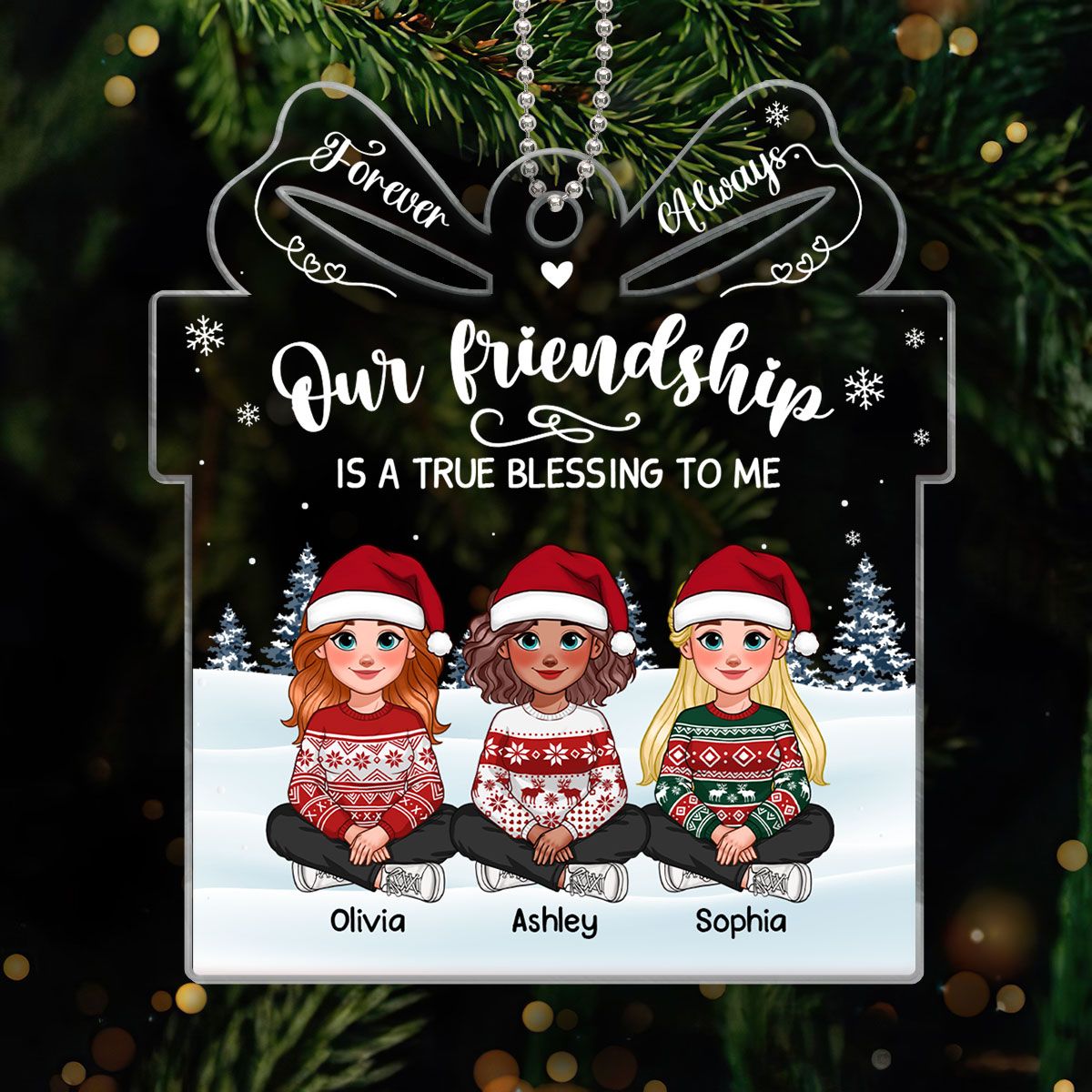 Our friendship Is A True Blessing To Me Personalized Acrylic Ornament, Gift For Best Friends