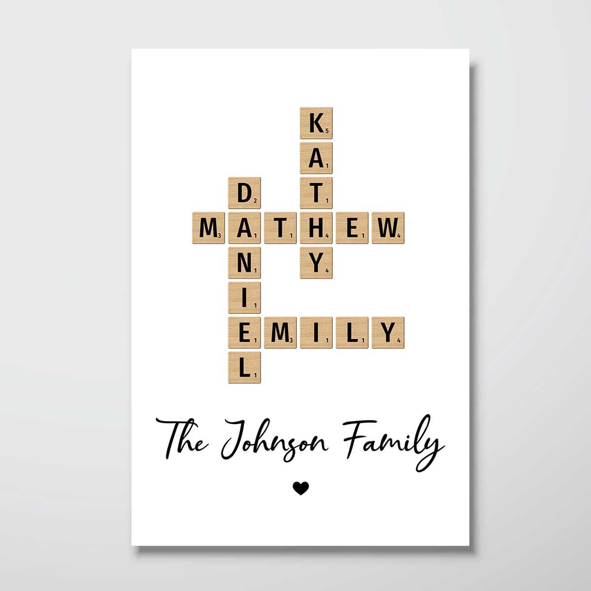 Family Crossword Art - Created In A Moment, Treasured Forever Personalized Poster