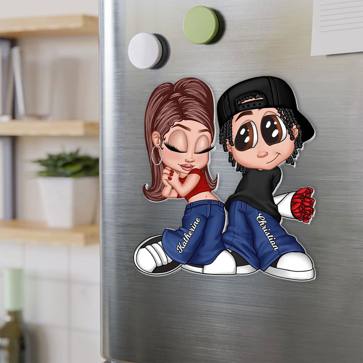 Y2K Style Couple Personalized Acrylic Fridge Magnet, Heartfelt Gift For Couple, For Him, For Her, Boyfriend, Girlfriend, Husband, Wife