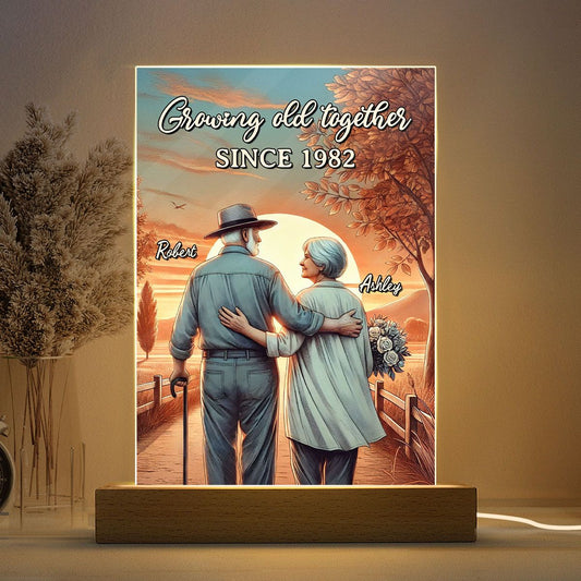 Couple Growing Old Together Personalized LED Night Light, Anniversary, Valentine's Day Gift for him, Gift for her