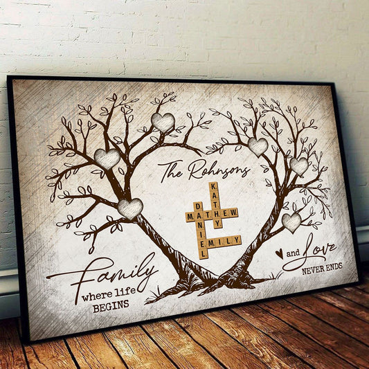 Family Heart Tree Crossword Puzzle, Captured In A Moment, Cherished For A Lifetime Personalized Poster