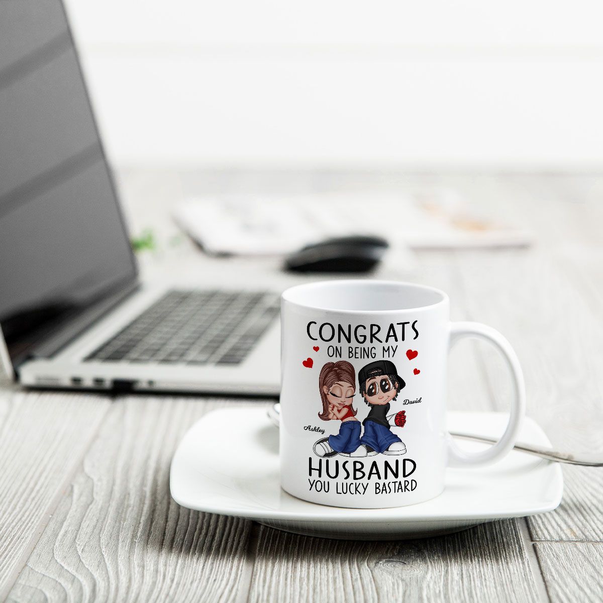 Congrats On Being My Husband You Lucky Bastard, Funny Personalized Mug, Gift For Him