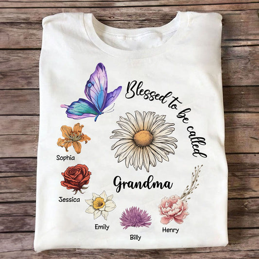 Blessed To Be Called Mom Grandma Circle Birth Month Flowers Personalized Shirt, Mother's Day Gift for Moms, for Grandmas