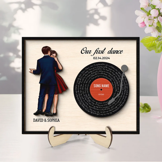 Couple Dancing Song Lyrics Personalized 2-Layered Wooden Plaque, Heartfelt Soul Connecting Personalized Gift For Couple, For Him, For Her