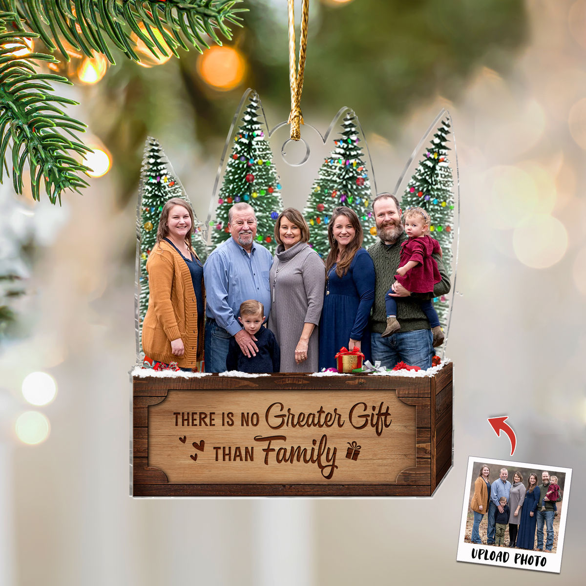 Transparent Ornament - There is no Greater Gift than Family - Custom from Photo