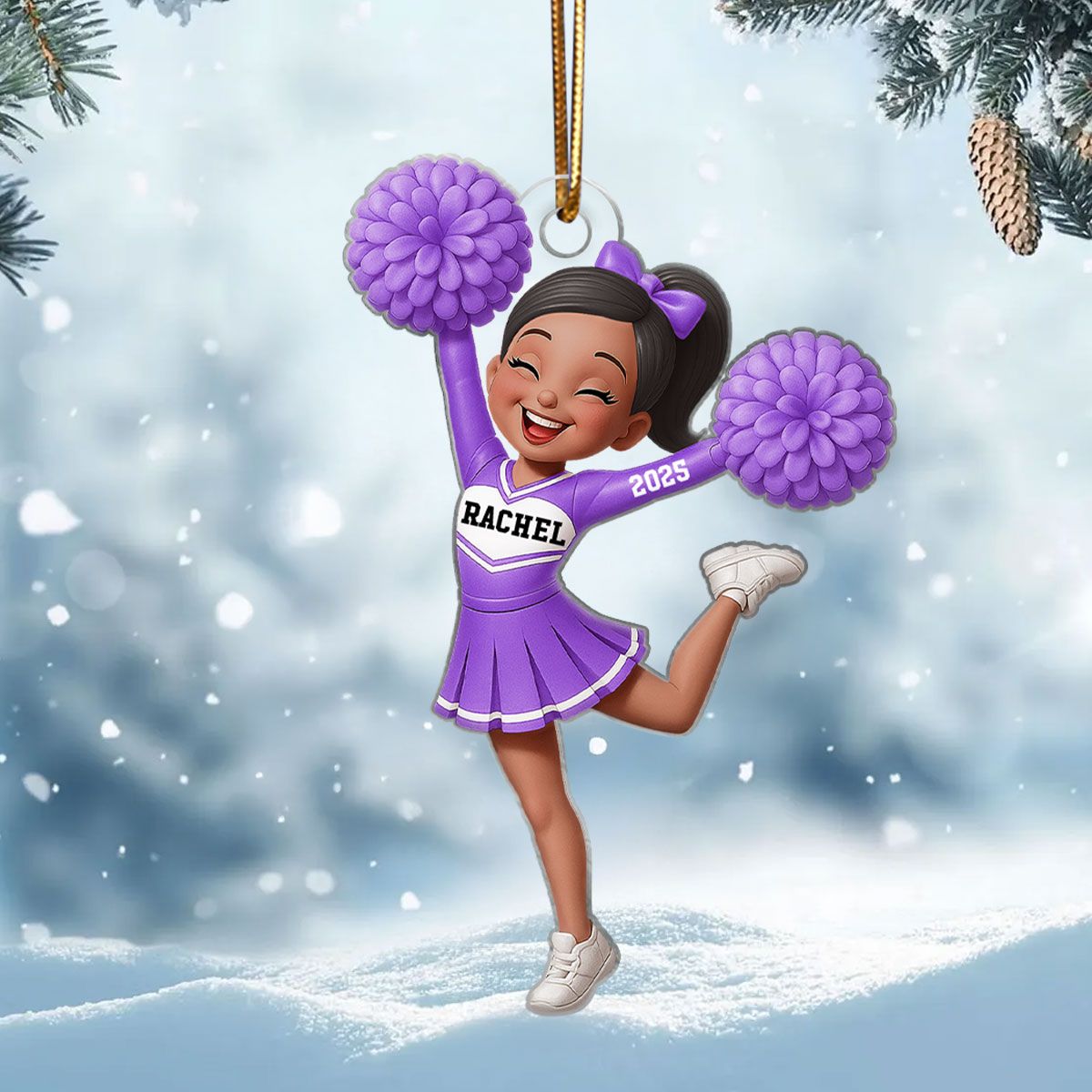 Personalized 3D Effect Cheerleader Girl Personalized Acrylic Ornament, Christmas Gift for Daughter, for Granddaughter