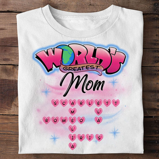 Airbrushed Mom Grandma Kids Names Crosswords Personalized Shirt, Mother's Day Shirt for Mom, for Grandma