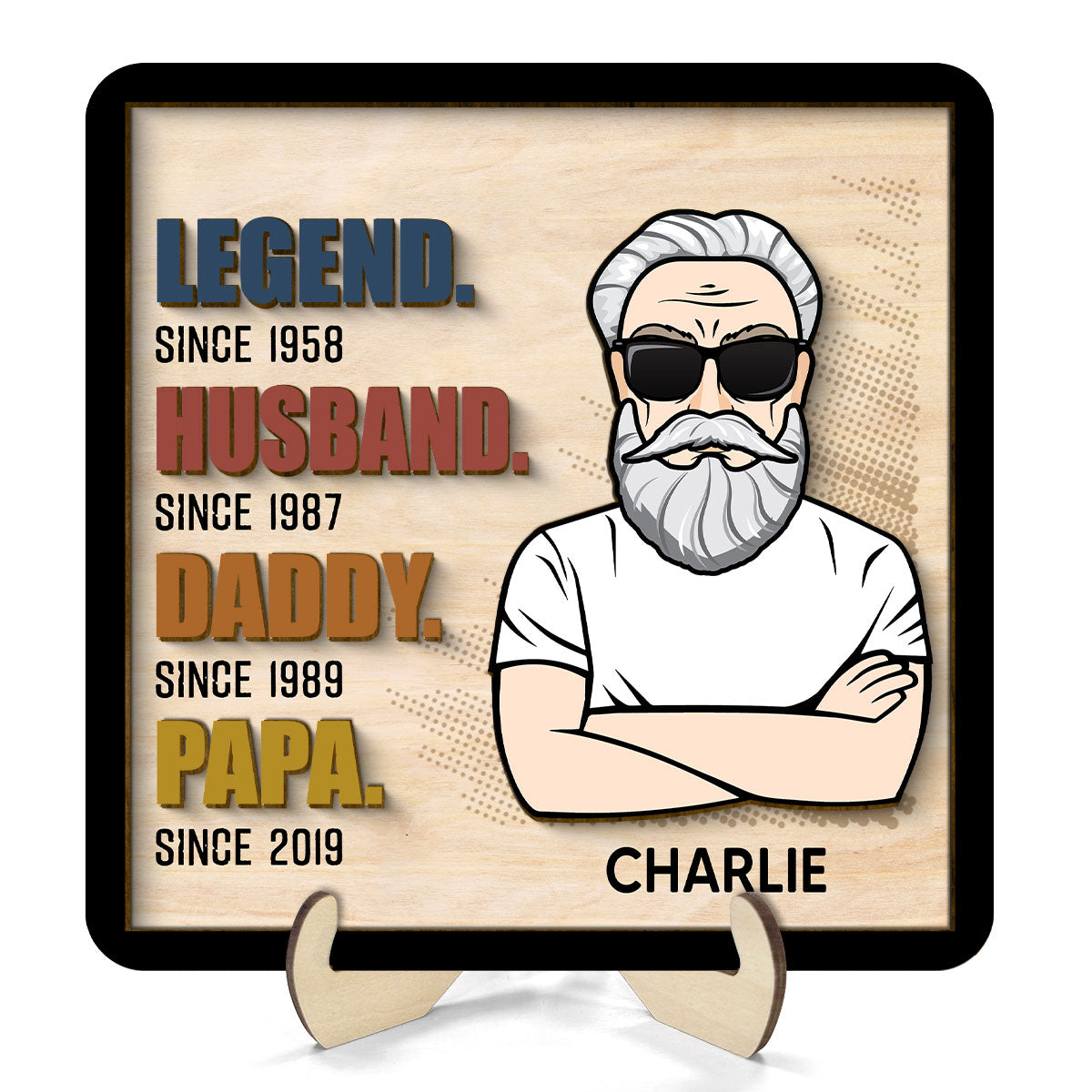 Legend Grandpa Personalized 2-Layer Wooden Plaque