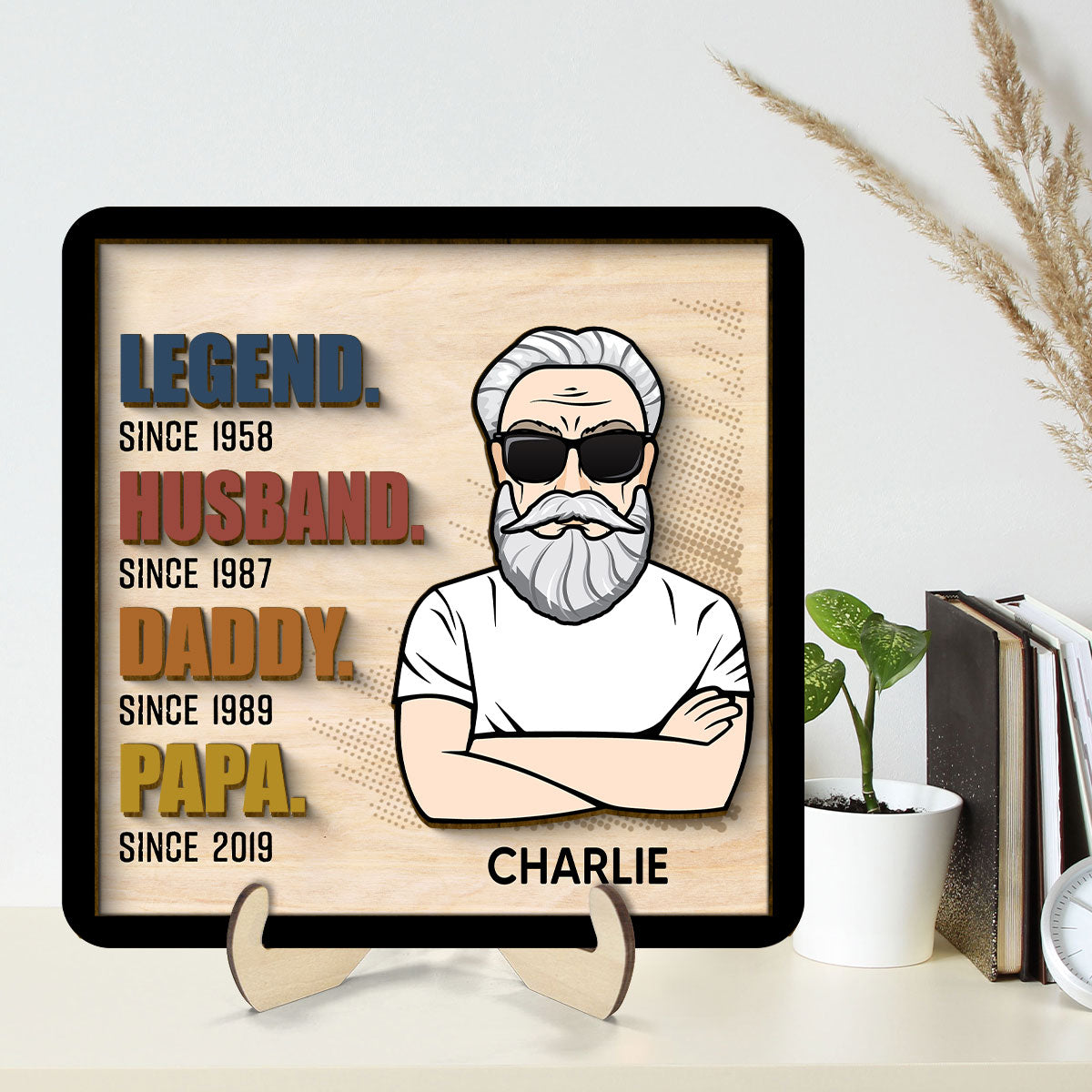 Legend Grandpa Personalized 2-Layer Wooden Plaque