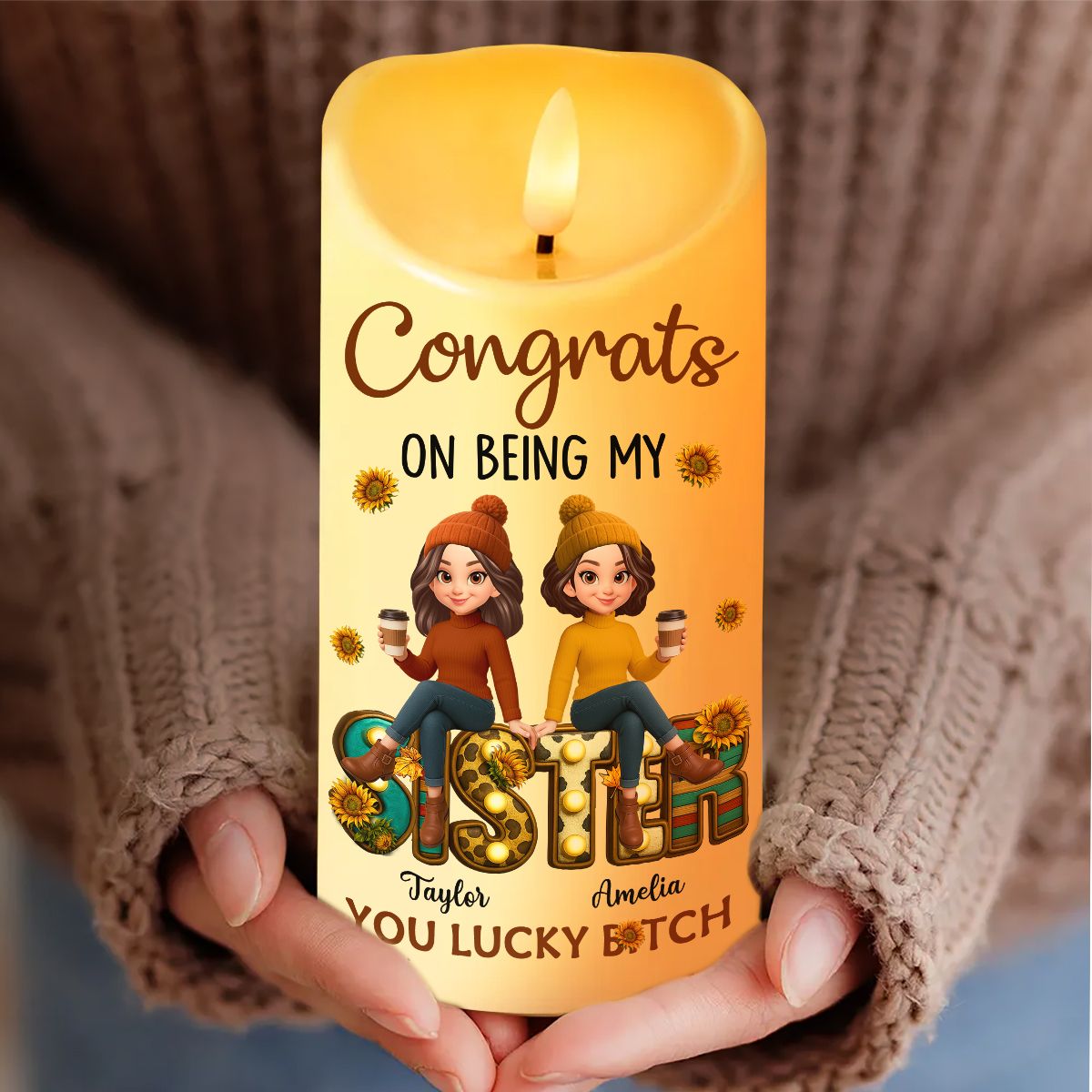 To My Bestie Western Fall Vibe Personalized LED Candle
