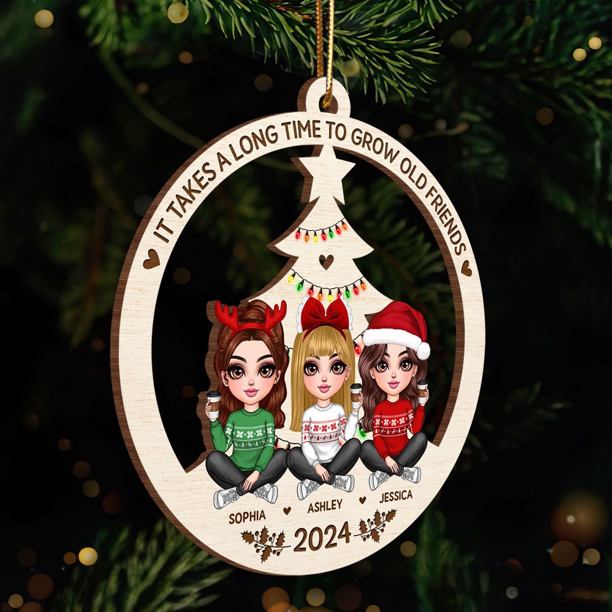 Best Friend Christmas Ornament 2024, It Takes A Long Time To Grow Old Friends Ornament, Best Friend Ornament, Besties Christmas Ornament