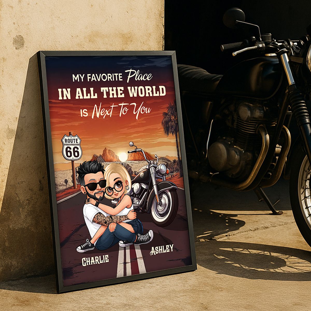 Bikers Couple Riding Partners for Life Personalized Canvas, Gift for him, Gift for her