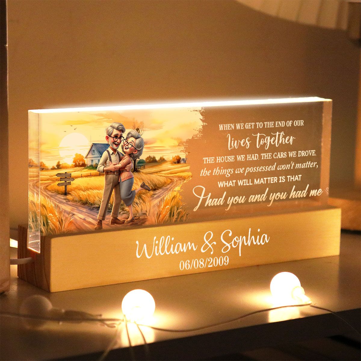 I Had You And You Had Me Happy Old Couple Personalized Acrylic Block LED Night Light, Anniversary Valentine's Day For Him, For Her, Husband, Wife