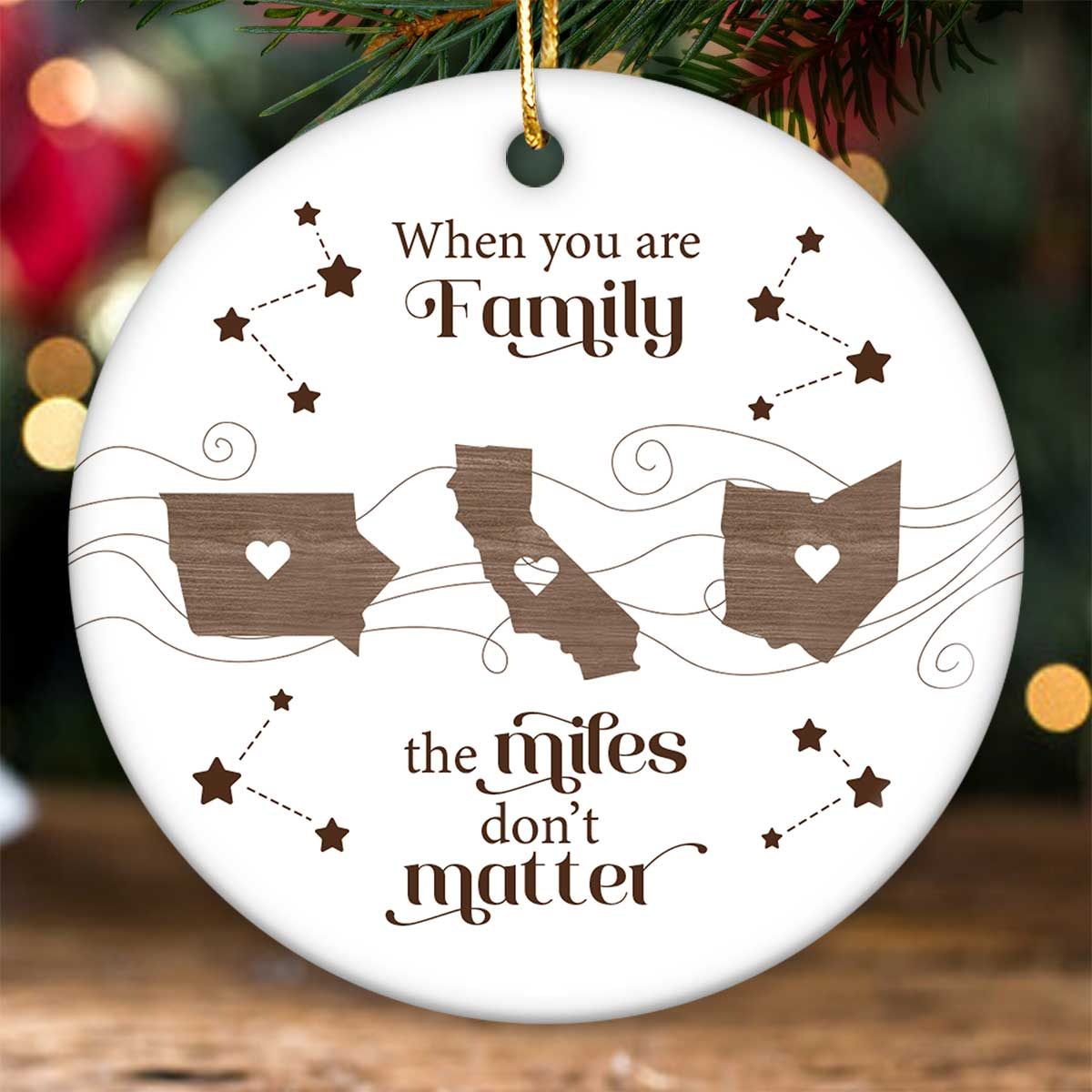 Long Distance Family Friends Siblings Sisters Besties Personalized Ceramic Ornament, Togetherness Christmas Gift