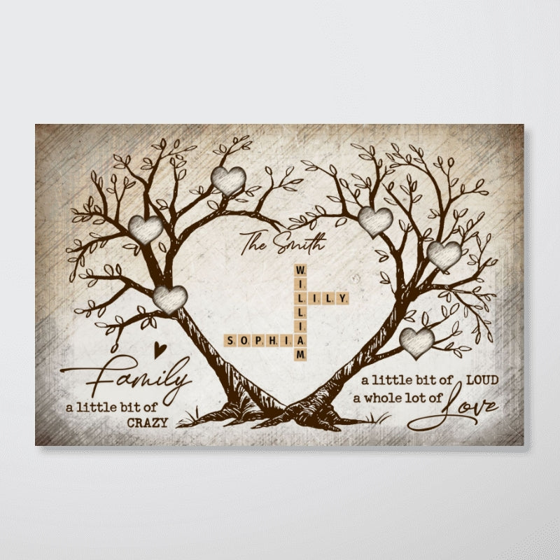 Family Heart Tree Crossword Puzzle, Captured In A Moment, Cherished For A Lifetime Personalized Poster