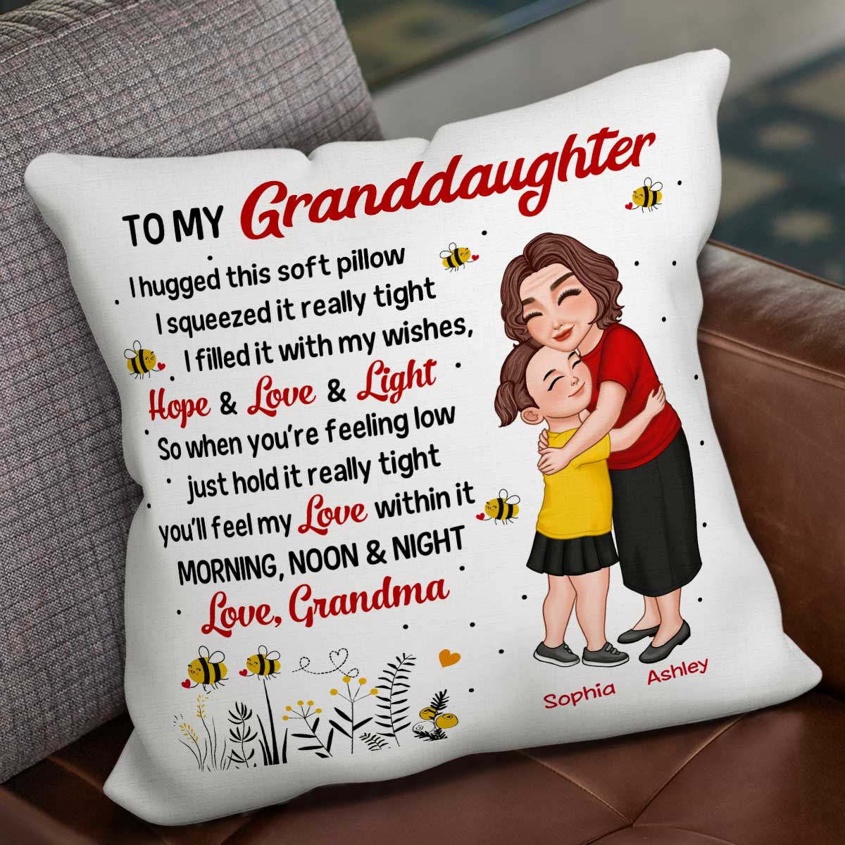 To My Granddaughter Grandson Adorable Gift For Grandchildren Personalized Pillow