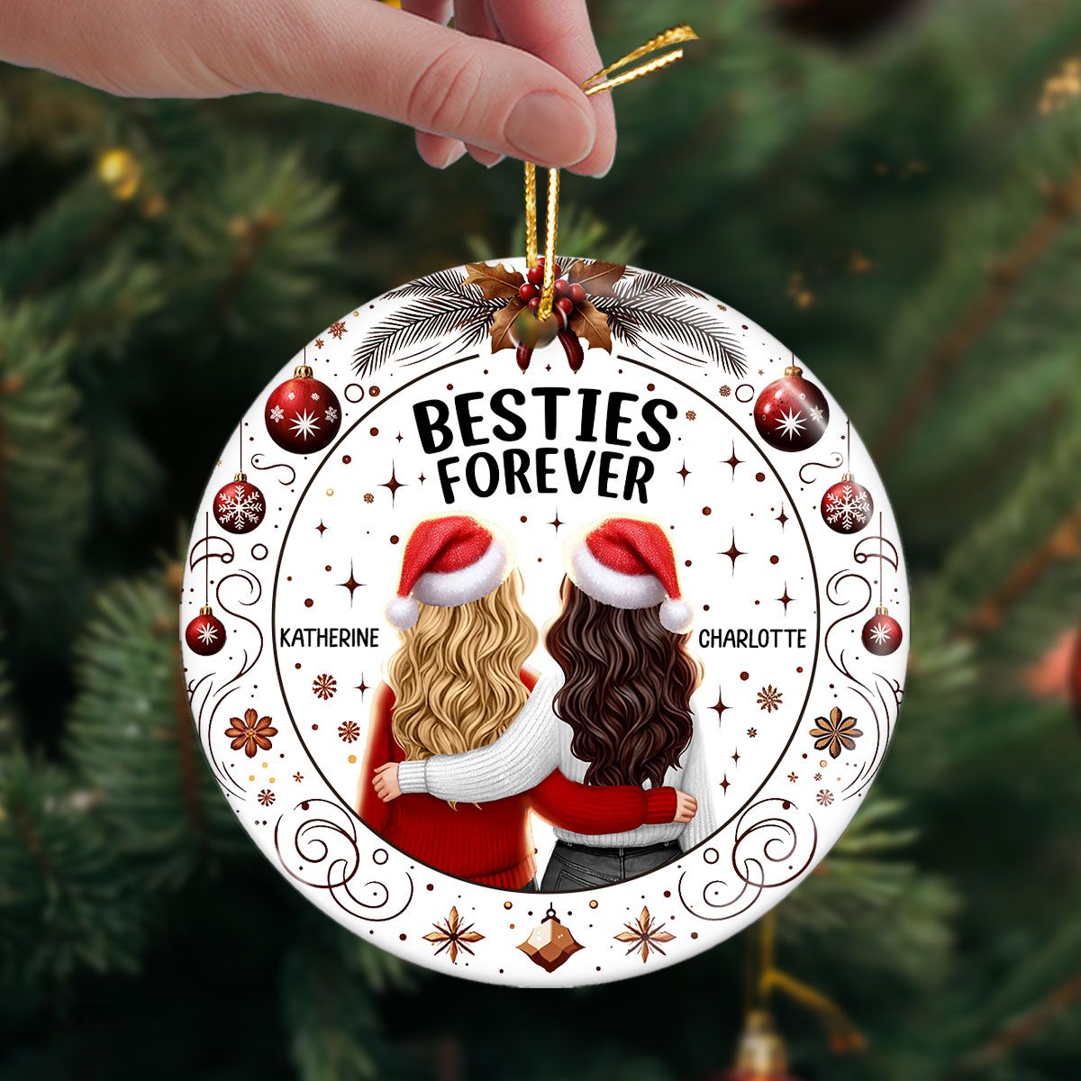 Personalized Besties Forever Ornament – Cheerful Holiday Warmth and Joy