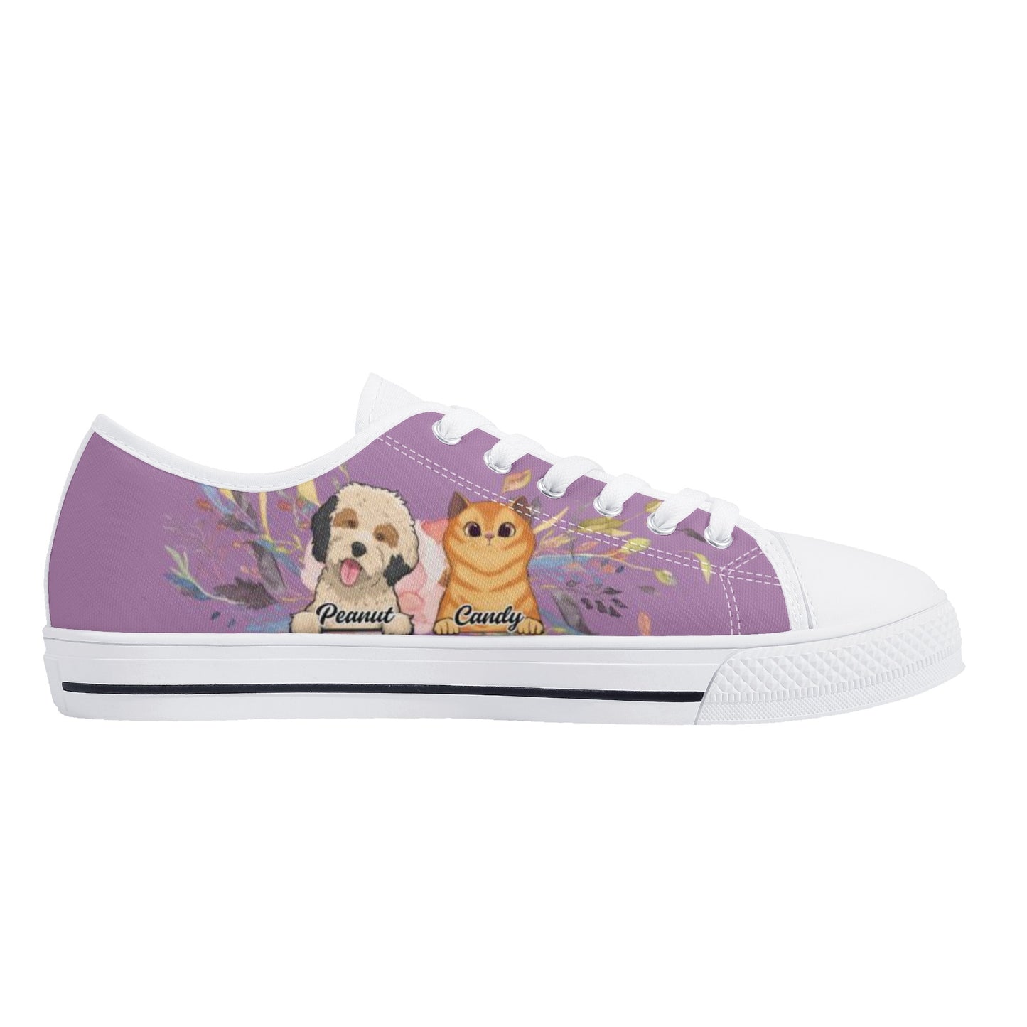 Personalized Dogs Cats Mom Custom Women's Low Top Canvas Shoes