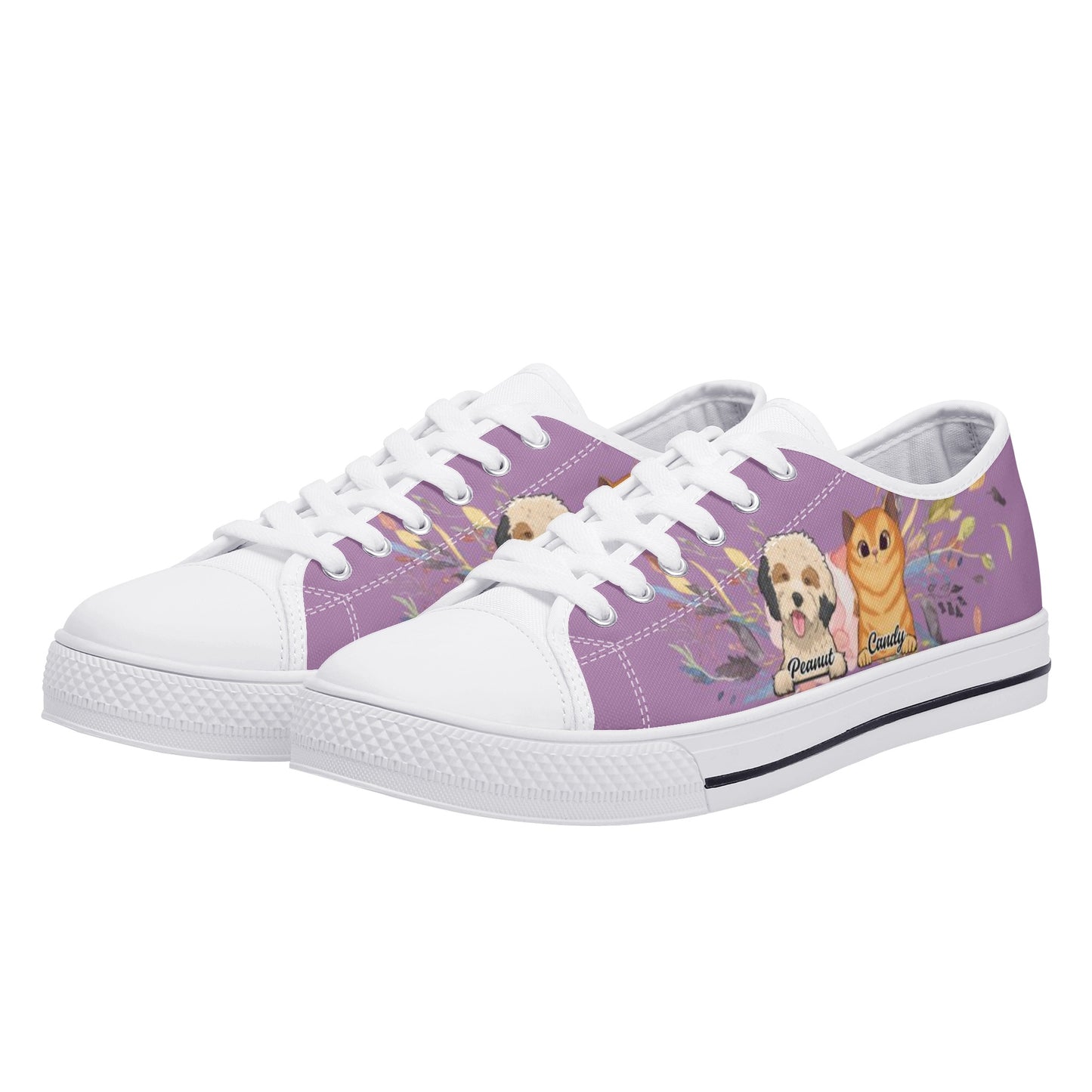 Personalized Dogs Cats Mom Custom Women's Low Top Canvas Shoes