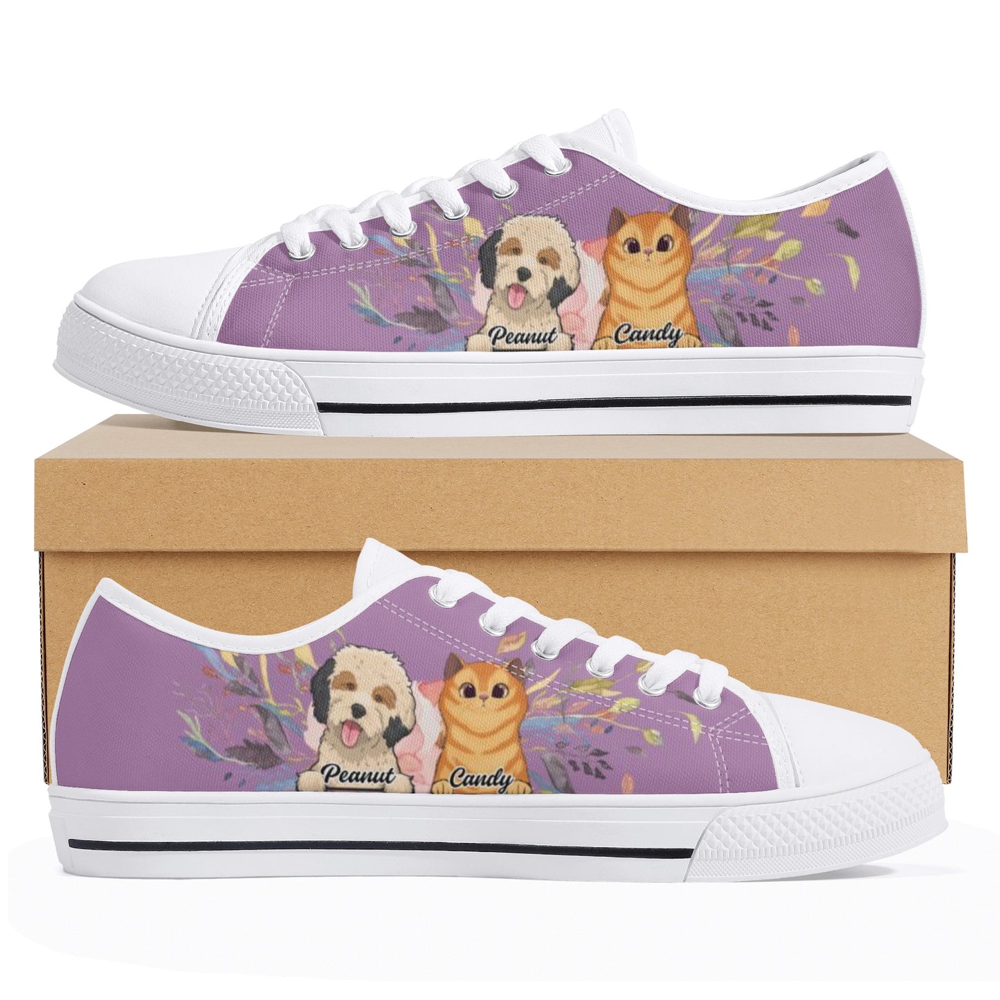 Personalized Dogs Cats Mom Custom Women's Low Top Canvas Shoes