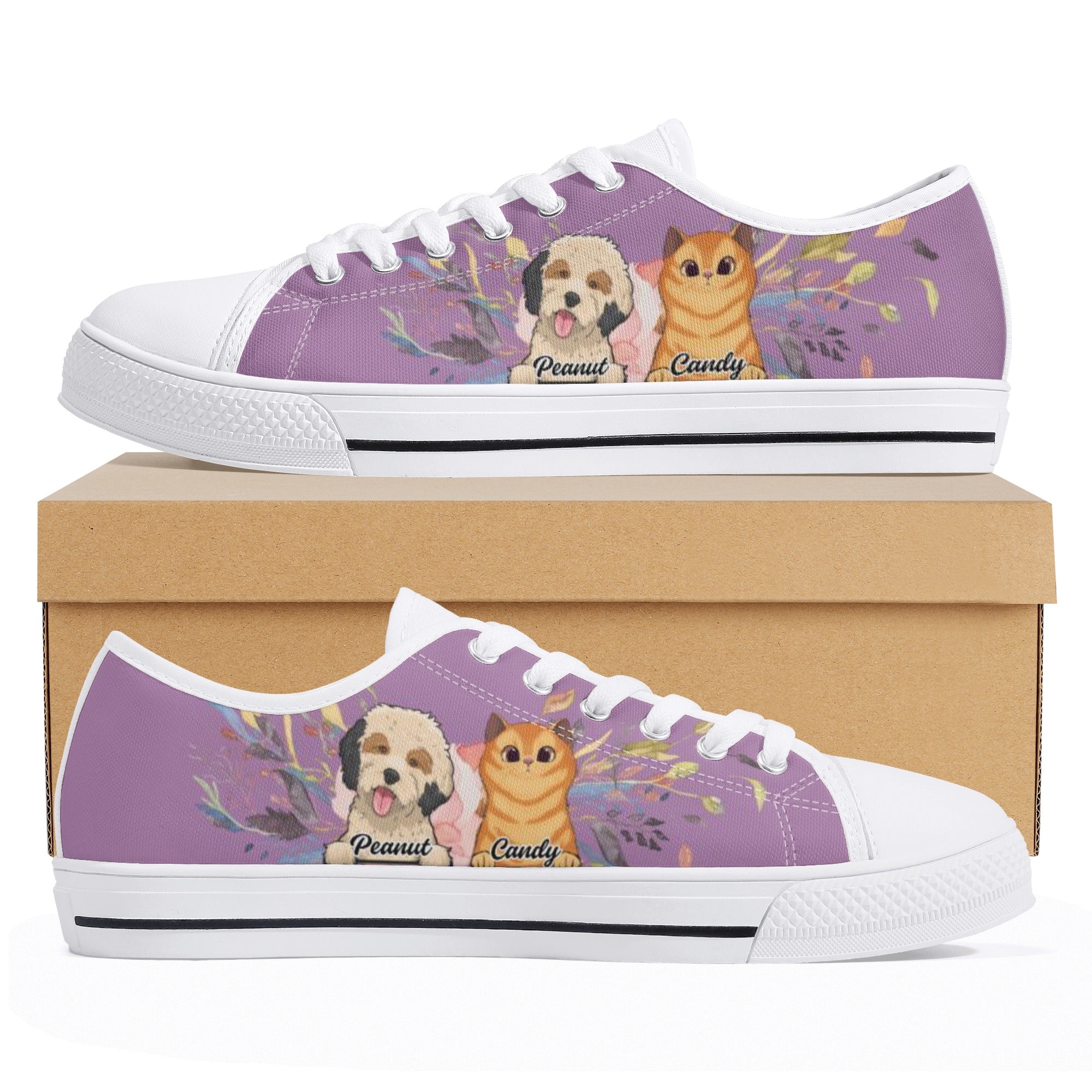 Personalized Dogs Cats Mom Custom Women's Low Top Canvas Shoes