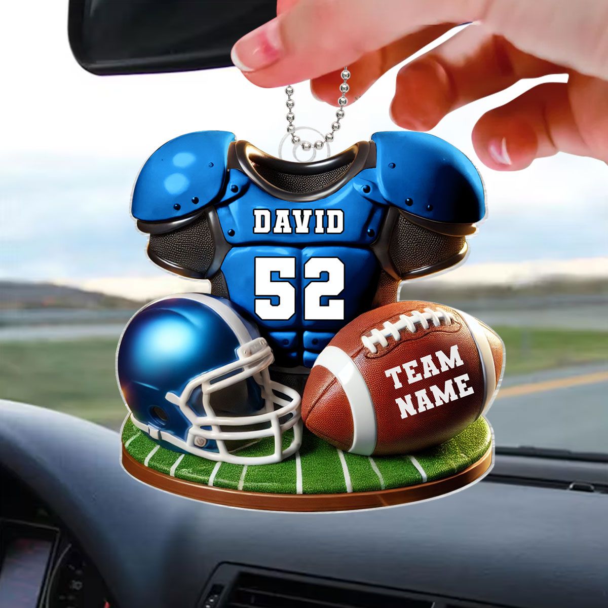 Football Jersey Uniform Personalized Acrylic Car Hanger Ornament, Gift for him, Gift for boyfriend, Gift for son