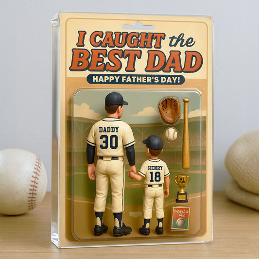 We Caught the Best Dad Baseball Custom Figure Personalized Acrylic Block Plaque, Father's Day Gift for Dad, Gift for Husband