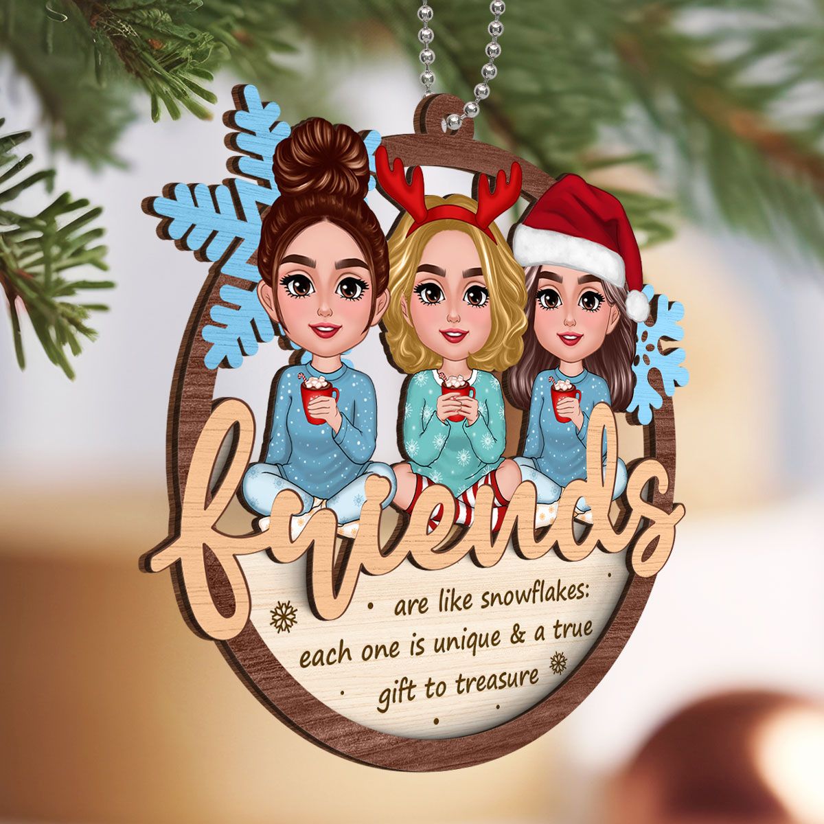 Best Friends Are Snowflake Personalized 2-Layer Ornament