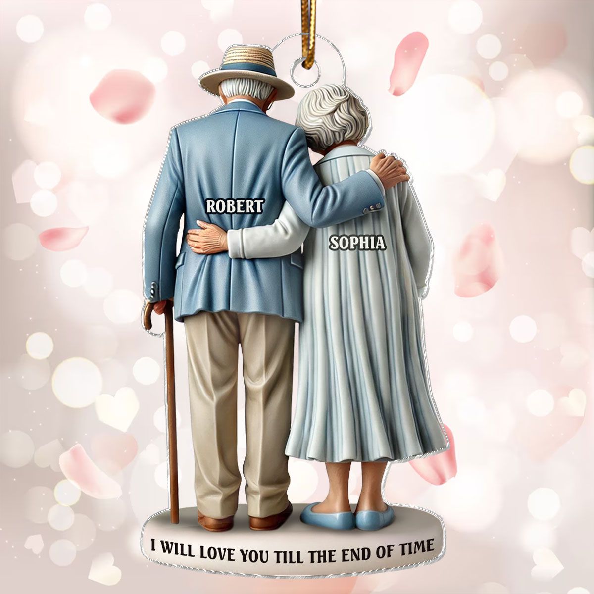 Old Couple Stand Together Personalized Acrylic Ornament, Heartfelt Keepsake, Gift For Couple, For Him, For Her, Husband, Wife