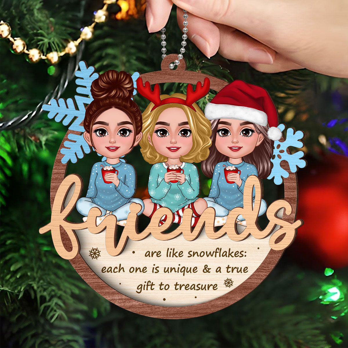 Best Friends Are Snowflake Personalized 2-Layer Ornament