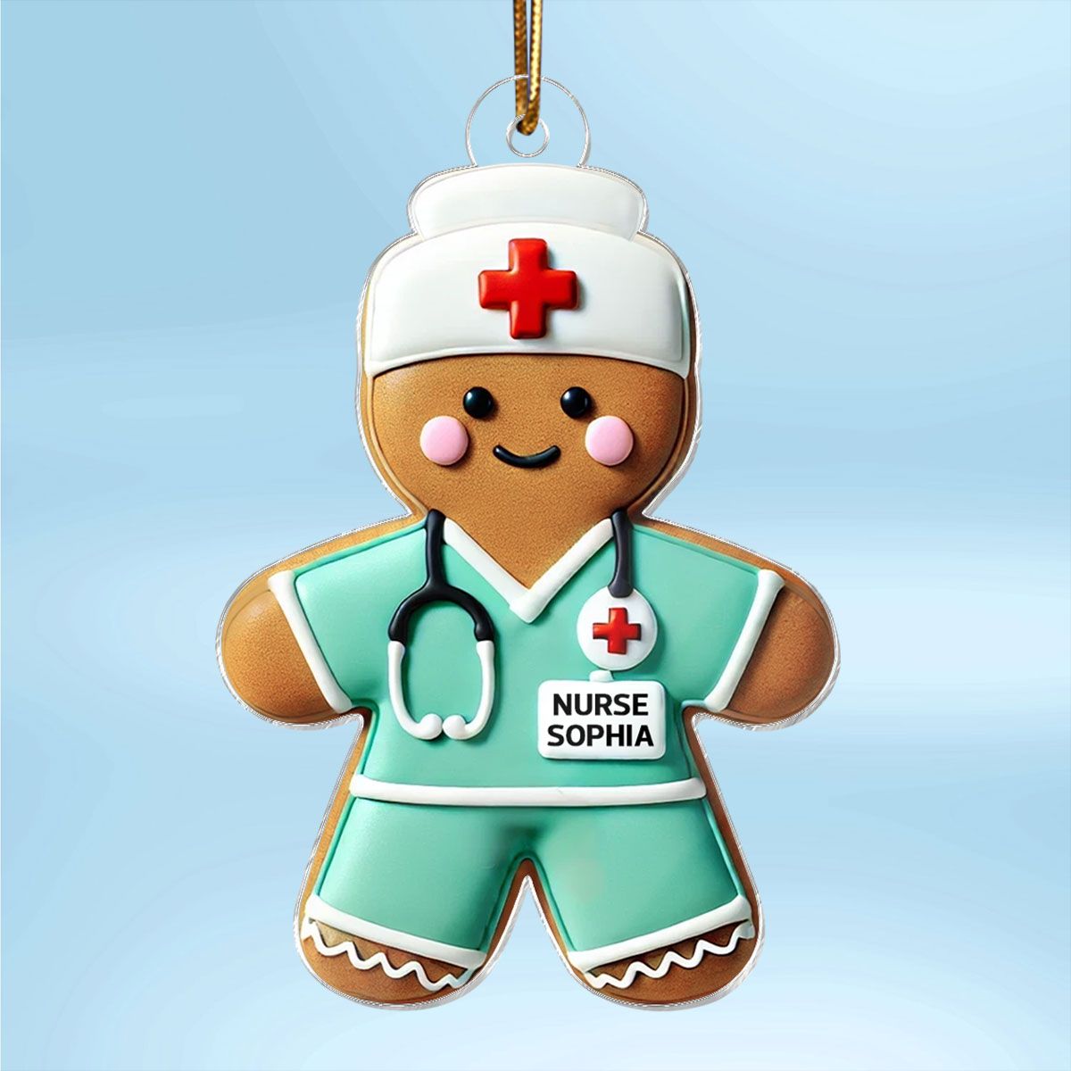 Gingerbread Nurse Personalized Acrylic Ornament, Christmas Gift For Nurses