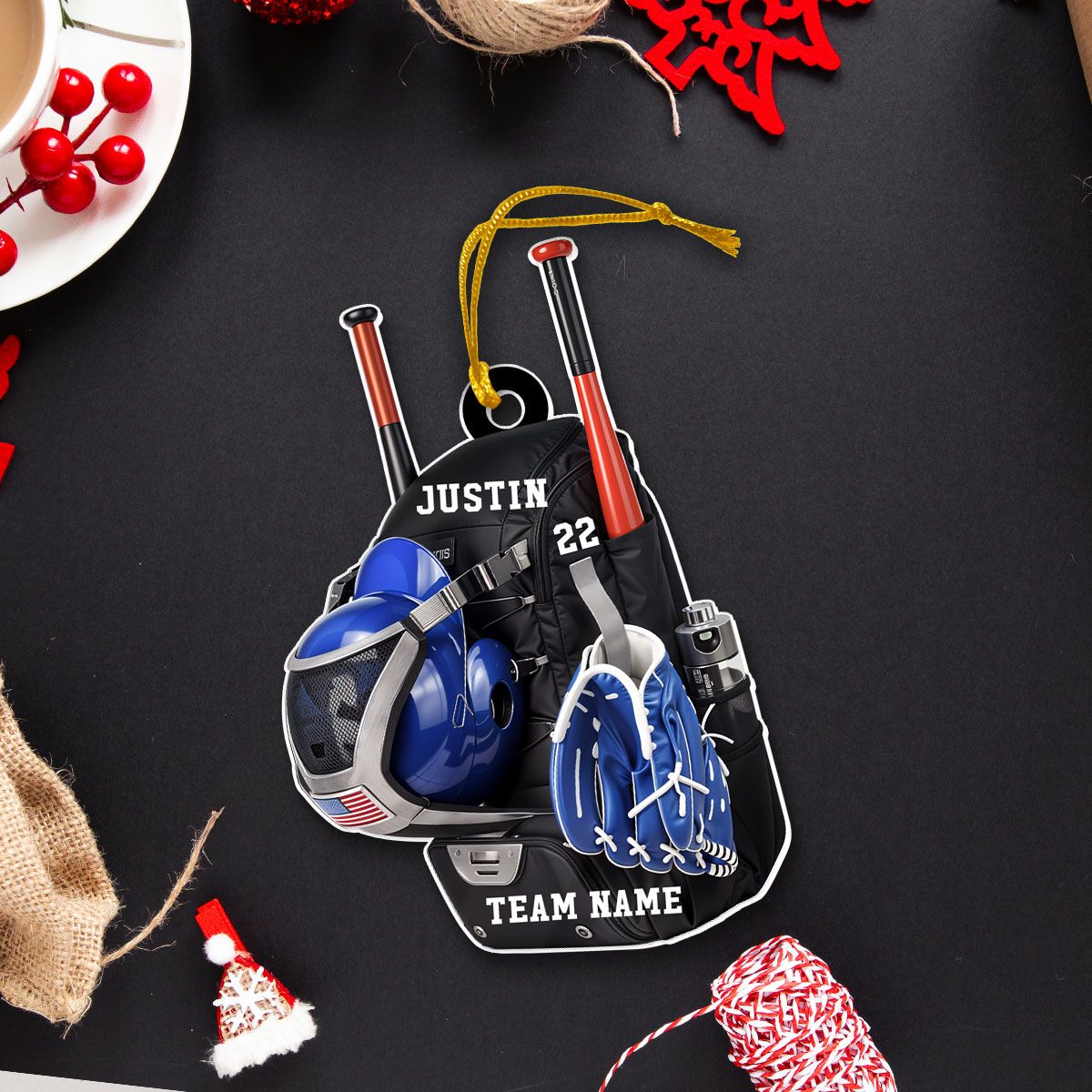 Personalized Baseball Softball Bag Personalized Acrylic Christmas Ornament, Baseball Player Name and Number, Custom Baseball Team Gifts