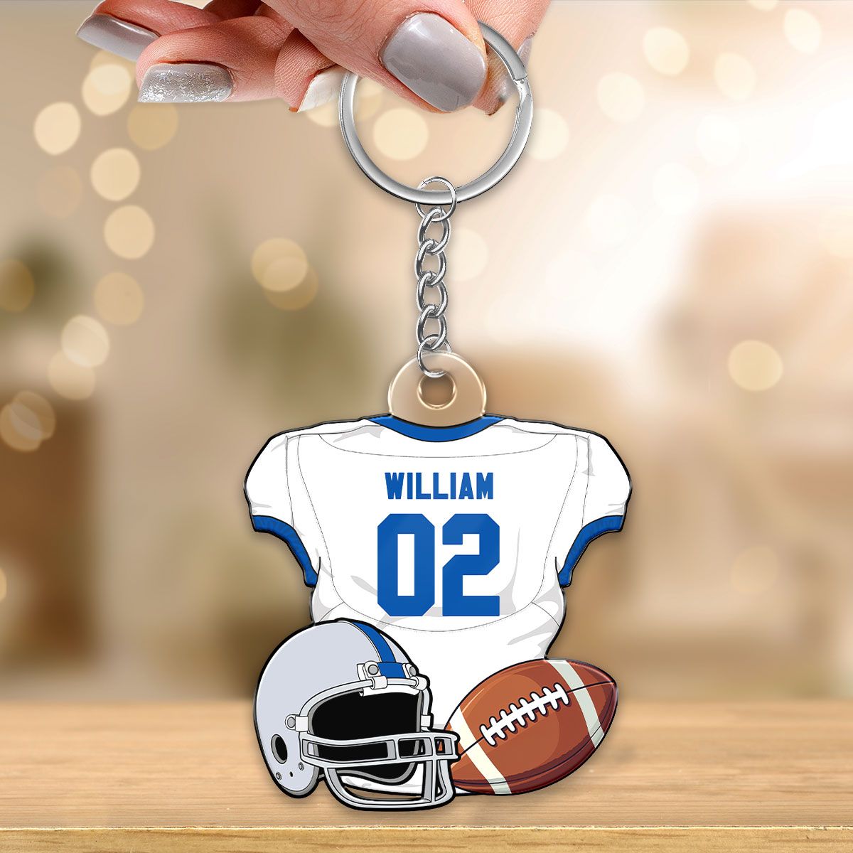 American Football Jersey Personalized Acrylic Keychain, Gift For Son, Husband