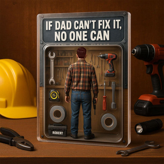 3D Effect If Dad Can't Fix It No One Can Action Figure Personalized Rectangle Acrylic Block