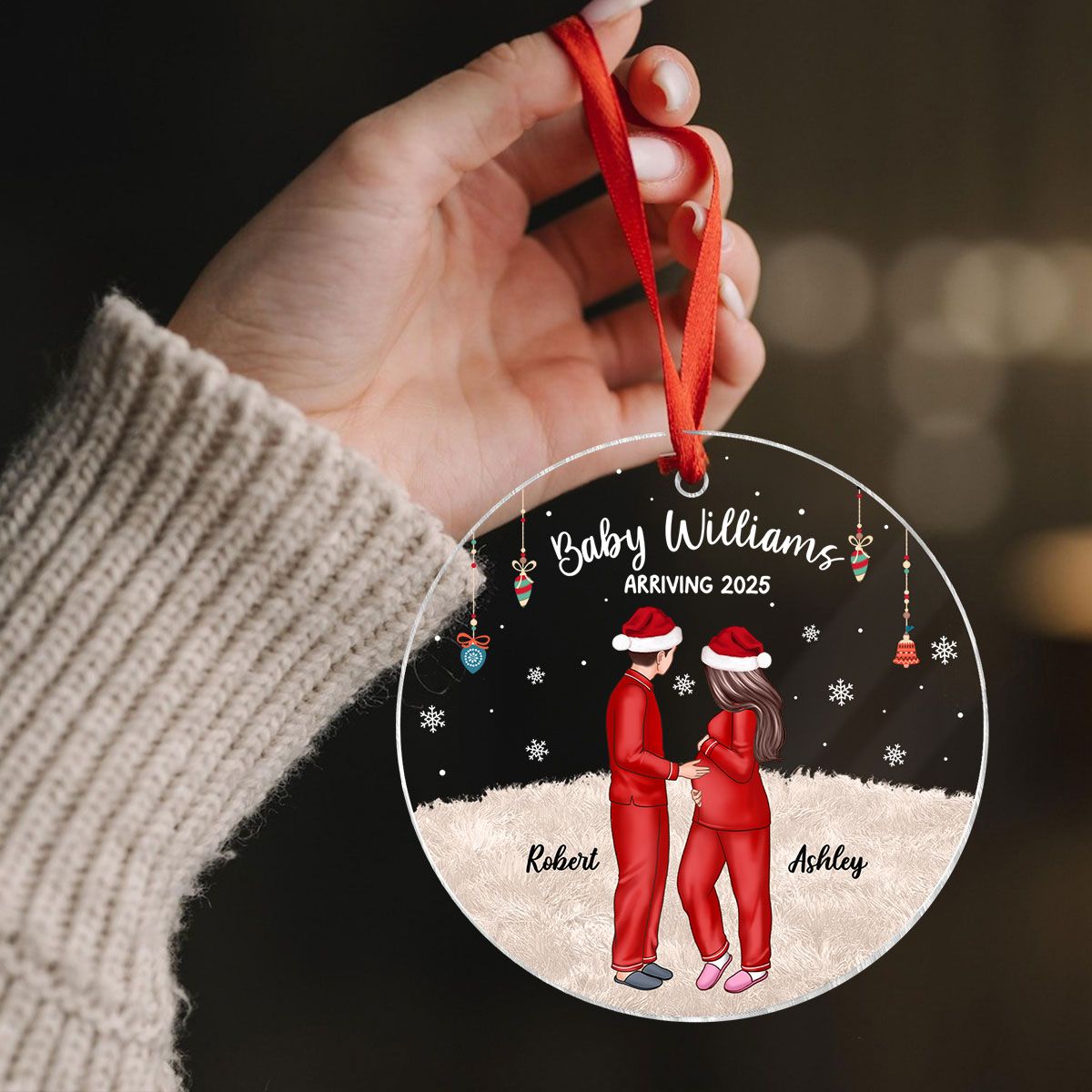 Personalized Pregnancy Ornament, Expecting Family Christmas Personalized Acrylic Ornament, New Mom Christmas Gift