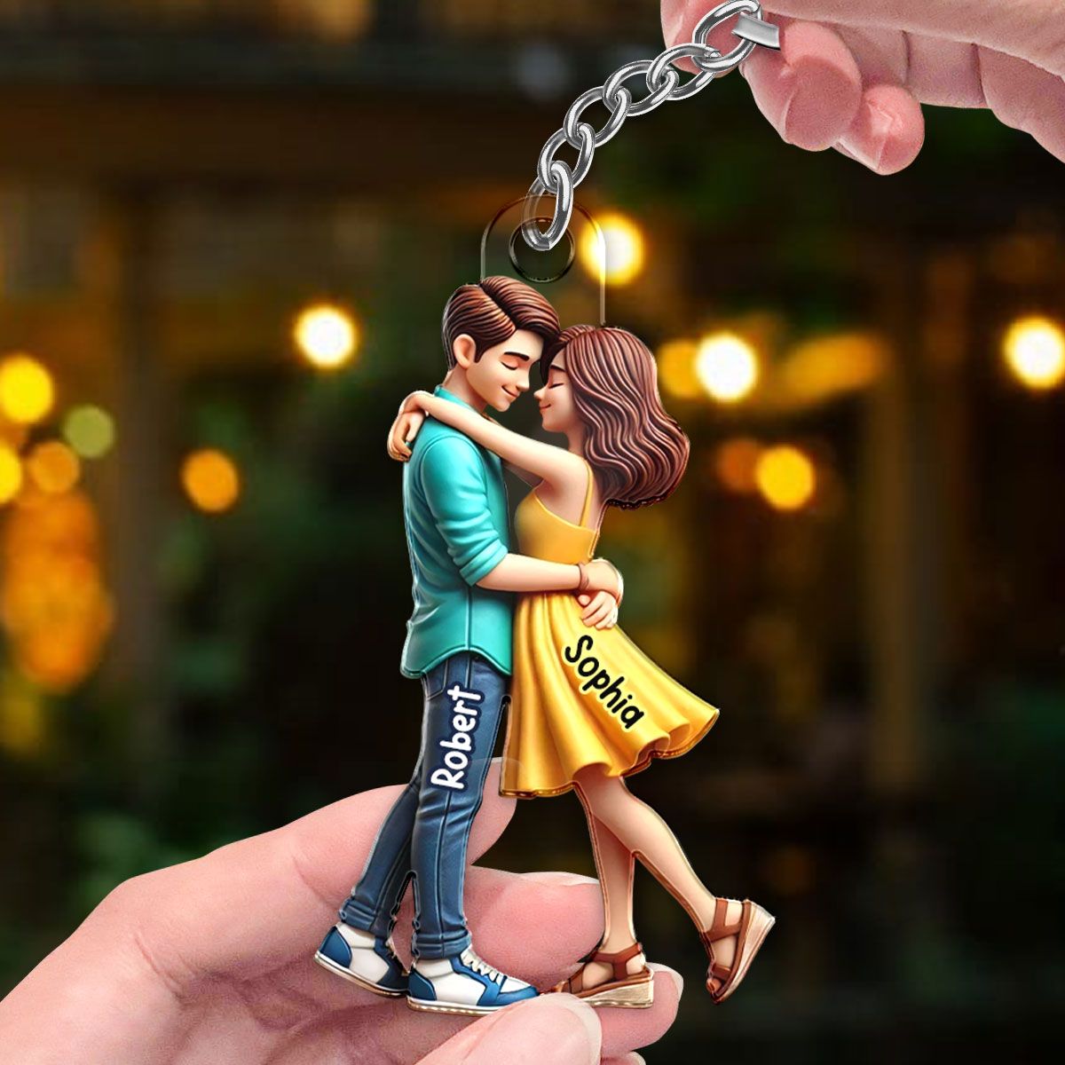 Couple Hugging Personalized Acrylic Keychain, Heartfelt Gift For Couple, For Him, For Her, Boyfriend, Girlfriend, Husband, Wife